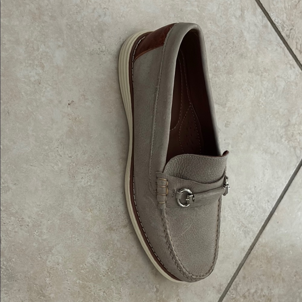 Gray Slip-On Loafers with Metal Detail